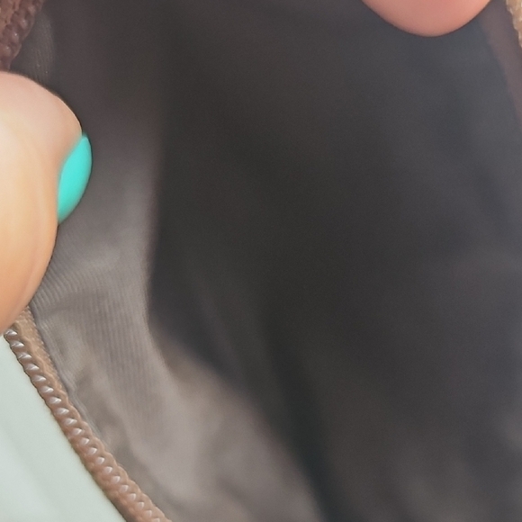 Coach Signature Brown and Tan Wristlet Leather, Suede, Gold Accents - Picture 7 of 7